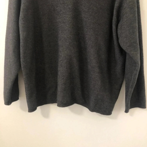 Italian Wool Blend Benetton Quarter Zip Collar Gray Sweater Medium M - Picture 3 of 8